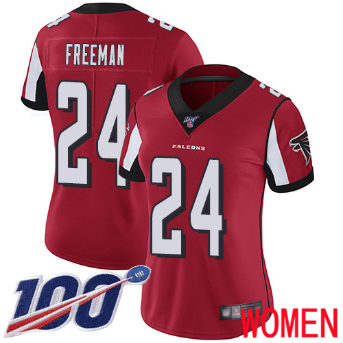 Atlanta Falcons Limited Red Women Devonta Freeman Home Jersey NFL Football 24 100th Season Vapor Untouchable